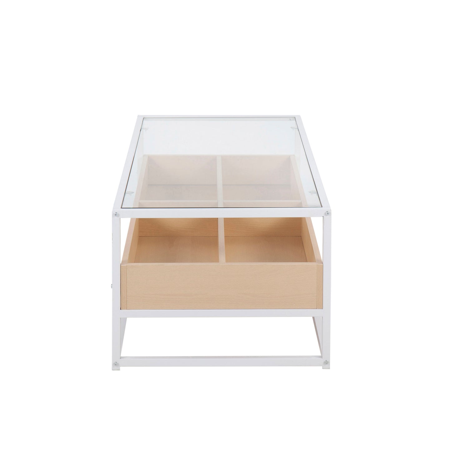 Display Contemporary Coffee Table - White / Natural / Clear
