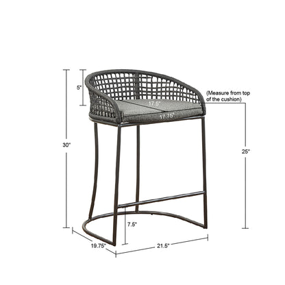 Coastal Design Woven Counter Stool - Dark Gray