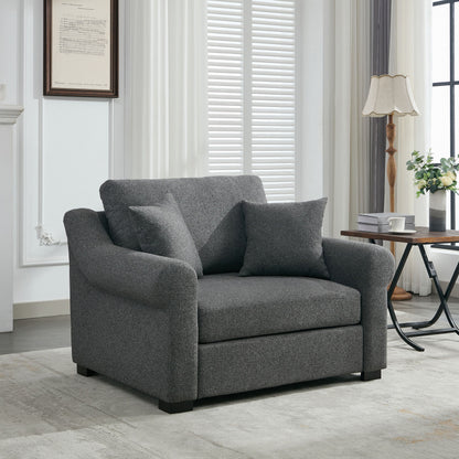Modern Chenille Oversized Armchair, Chair And A Half, Single Sofa For Bedroom, Living Room, Wide - Gray