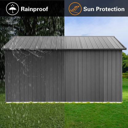 10'x12' Garden Sheds Outdoor Storage Sheds With Window - Gray