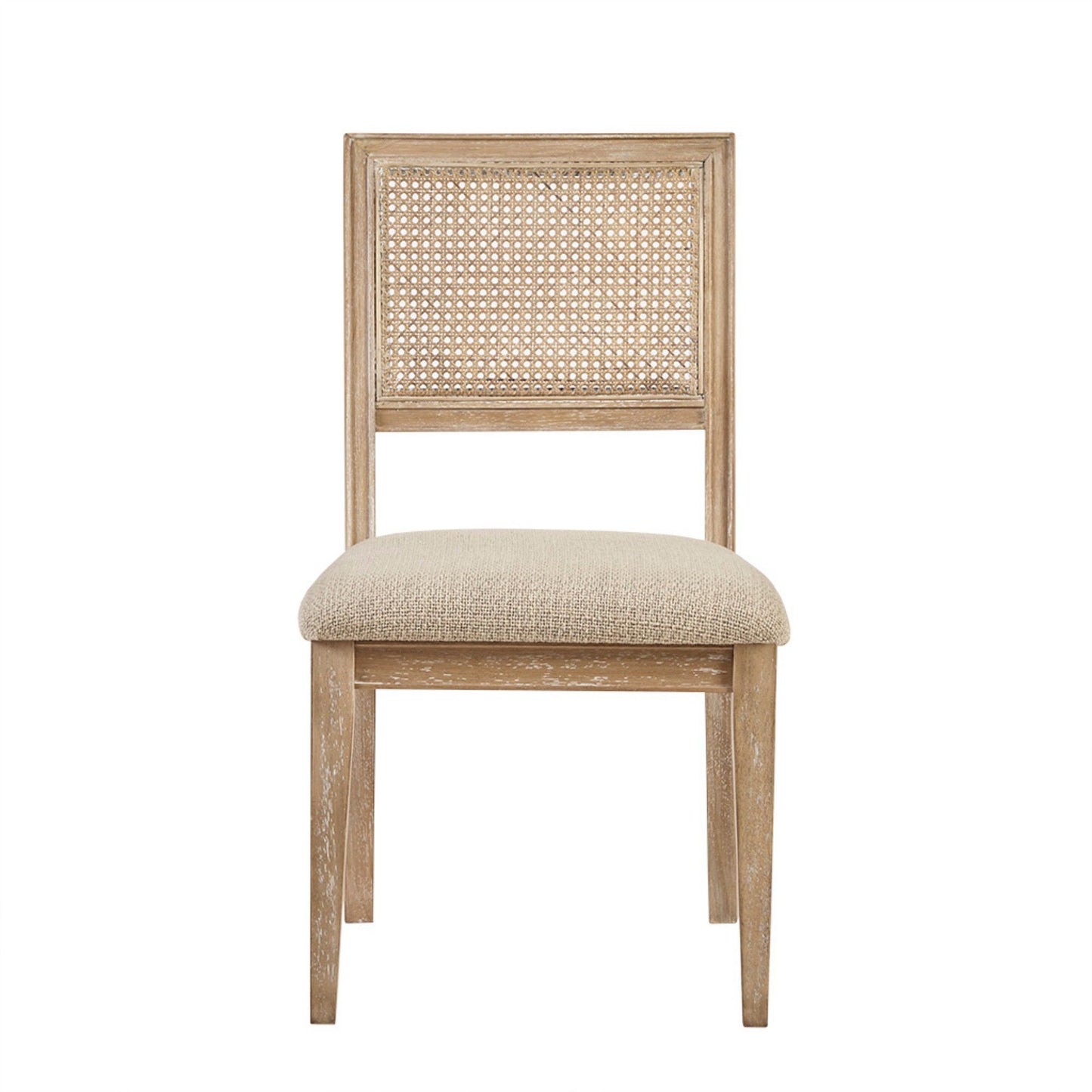 Armless Dining Chair With Cane Back And Upholstered Seat (Set of 2) - Light Brown