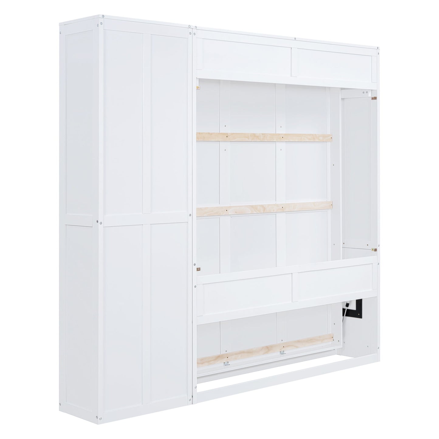 Queen Size Murphy Wall Bed With Shelves - White