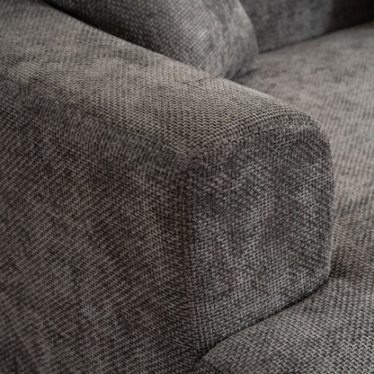 Modern Style Curved Sofa, Soft Cushioned Corduroy Sofa With 3 Pillows, Living Room Super Smooth Curved Fabric Sofa - Gray