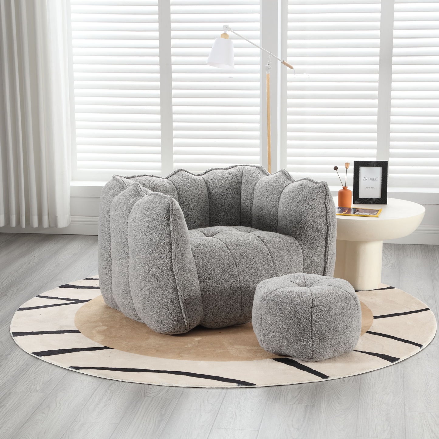 Soft Bean Bag Chair With High Resilient Foam (Chips) - Gray
