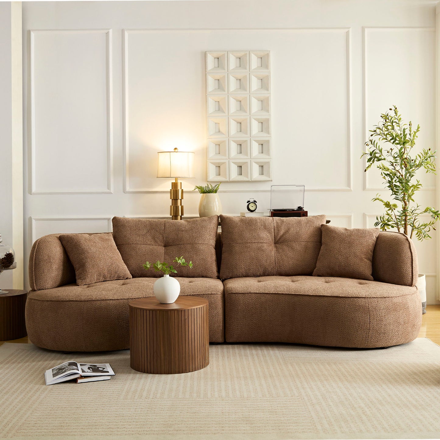 Modular Sofa, Durable Fabric, Solid Wood Frame, High Density Sponge Padding, Seating For 4 - Camel