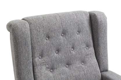 Arm Pushing Recliner Chair, Modern Button Tufted Wingback Push Back Recliner Chair, Living Room Chair Fabric Pushback Manual Single Reclining Sofa Home Theater Seating For Bedroom - Dark Gray