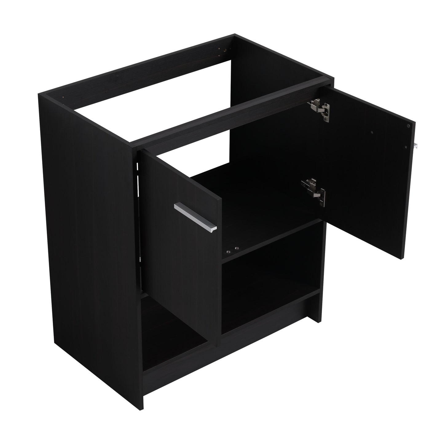 Modern Freestanding 30" Bathroom Vanity With Ceramic Sink, Soft Closing Doors Cabinet - Dark Oak