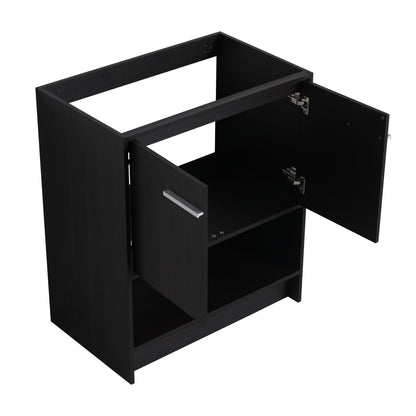 Modern Freestanding 30" Bathroom Vanity With Ceramic Sink, Soft Closing Doors Cabinet - Dark Oak