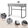 Mirrored Makeup Vanity Table With Stainless Steel Base, Mirrored Console Dressing Table With 2 Drawers, Versatile Desk For Bedroom And Office - Gray