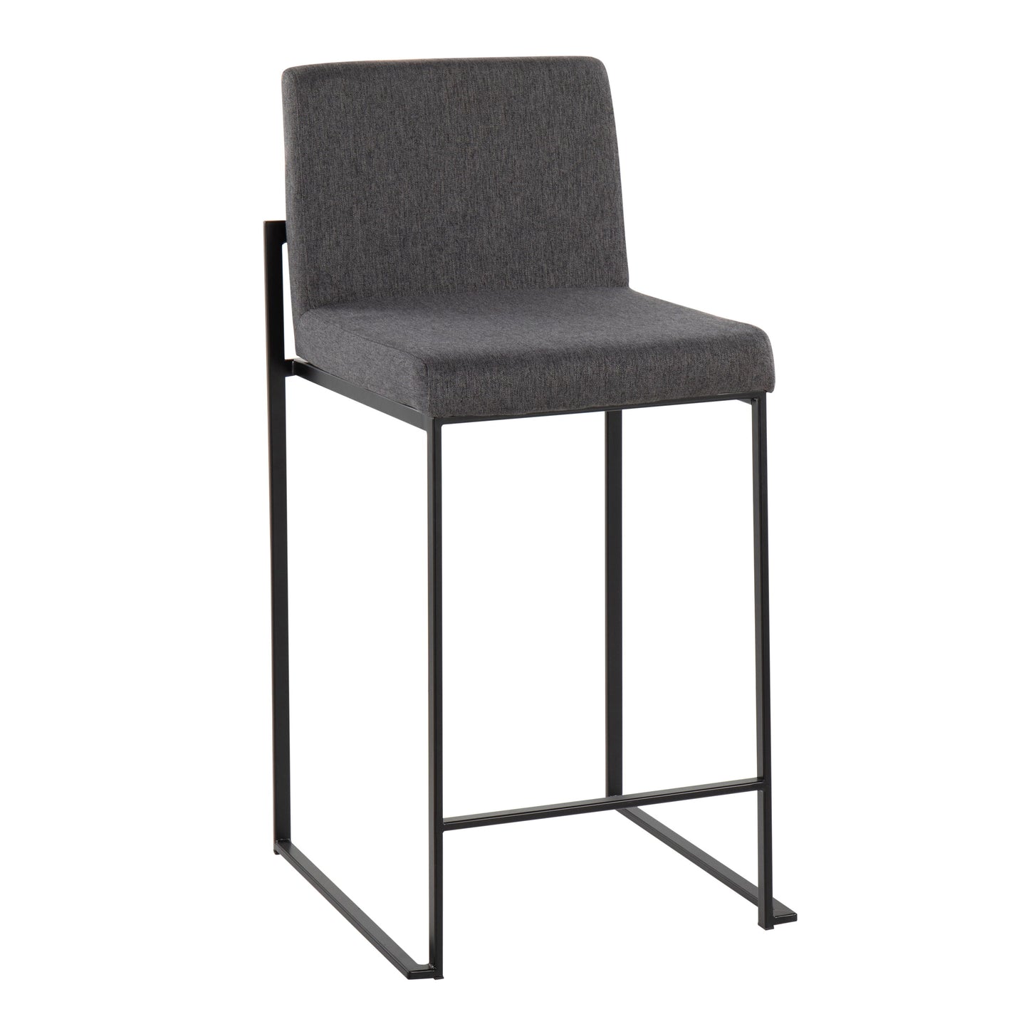 Fuji - Contemporary High Back Counter Stool (Set of 3) - Black / Charcoal
