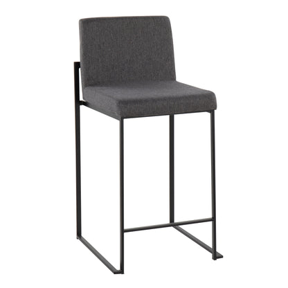 Fuji - Contemporary High Back Counter Stool (Set of 3) - Black / Charcoal
