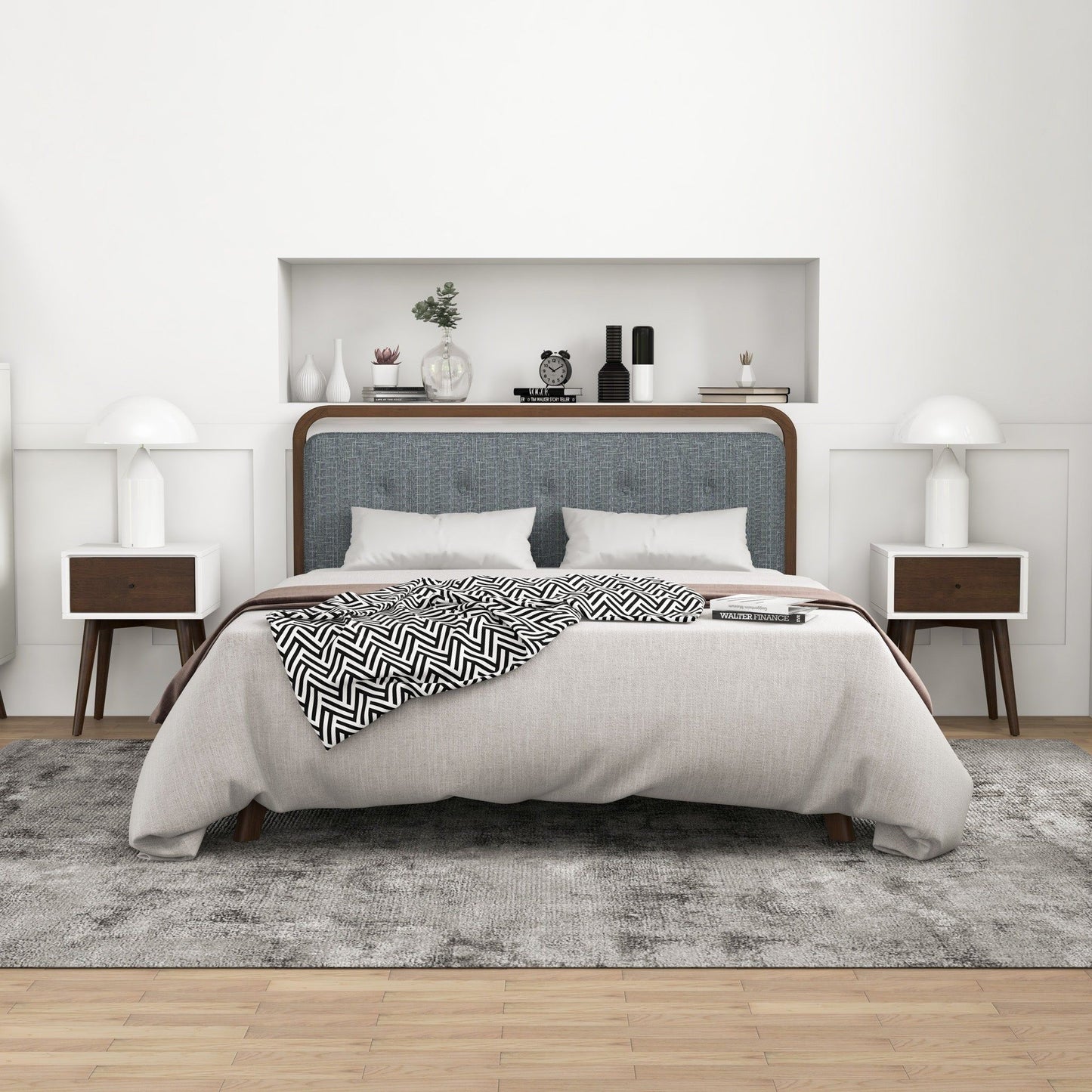 Avery - Night Stand 1 Drawer - Dark Brown / White