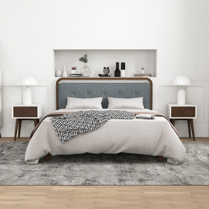 Avery - Night Stand 1 Drawer - Dark Brown / White