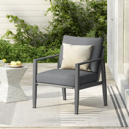 Modern Aluminum Lounge Chair With Rope Accents And Cushions For Indoor And Outdoor Spaces - Gray