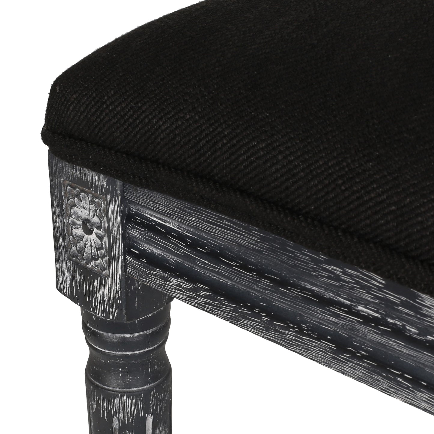 French Country Style Dining Chair Set With Upholstered Seating And Fluted Legs - Black