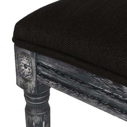 French Country Style Dining Chair Set With Upholstered Seating And Fluted Legs - Black