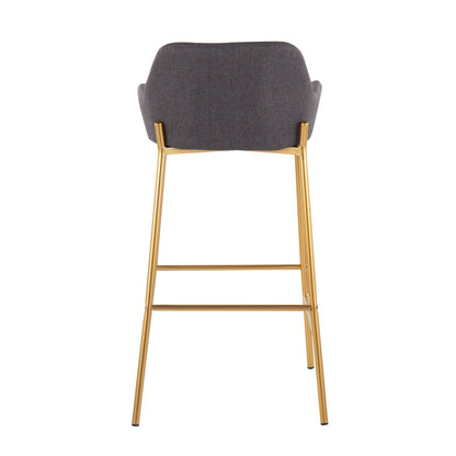 Daniella - Contemporary / Glam Fixed Height Bar Stool (Set of 2) - Gold / Charcoal