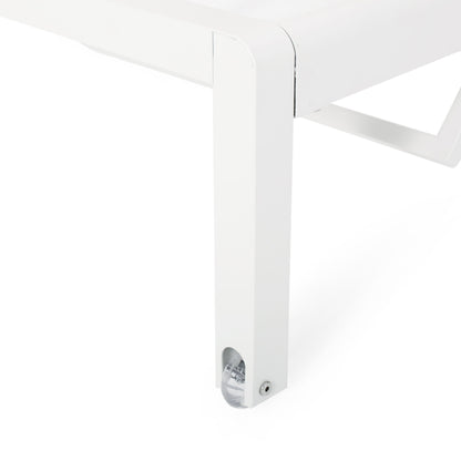Outdoor Chaise Lounge Chair, Aluminum Adjustable Outside Chair For Pool Patio Beach Yard, All Weather Use UV Resistant 400Lbs Weight Capacity - White