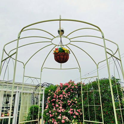 Metal Garden Arch Iron Garden Arbors Gazebo Dia High Birdcage Shape Pergola Pavilion For Wedding Ceremony - Cream White