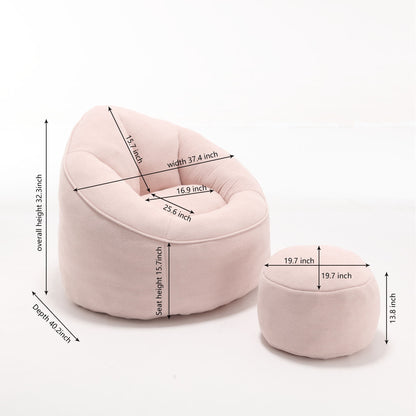 Bedding Bean Bag Sofa Chair High Pressure Foam Bean Bag Chair Adult Material With Padded Foam Padding Compressed Bean Bag With Footrest - Pink