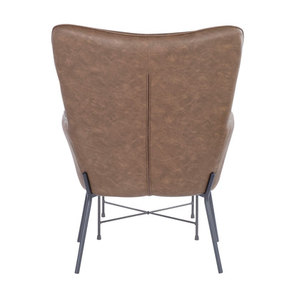 Izzy - Industrial Lounge Chair / Ottoman Set - Black / Espresso