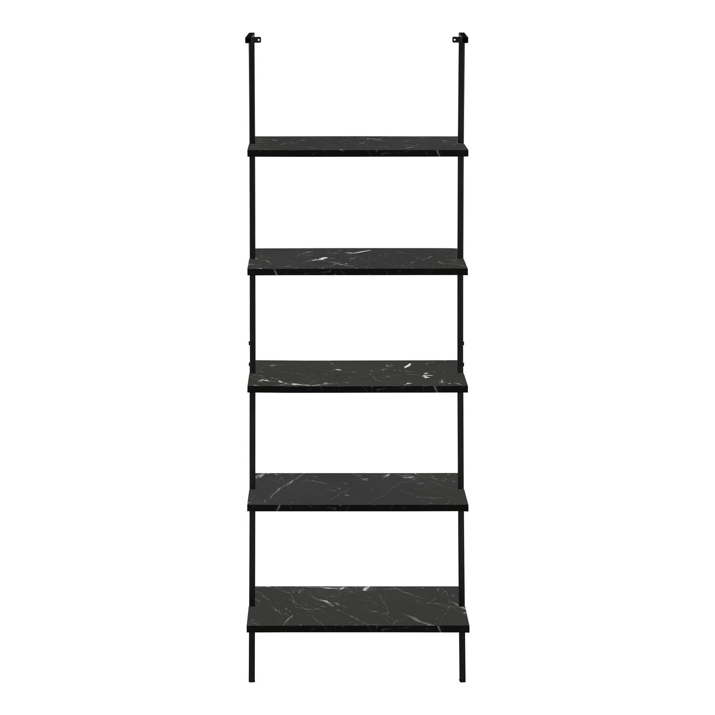 Bookshelf, Bookcase, Etagere, Ladder, 5 Tier, For Office, Marble Look Contemporary & Modern - Black