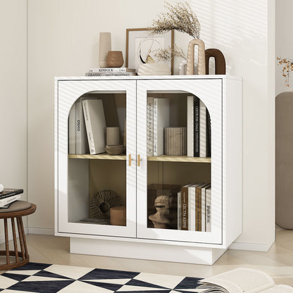 Storage Cabinet With Door For Living Room, Dining Room, Study - White