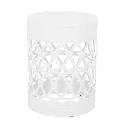 Outdoor Metal End Table Large - White