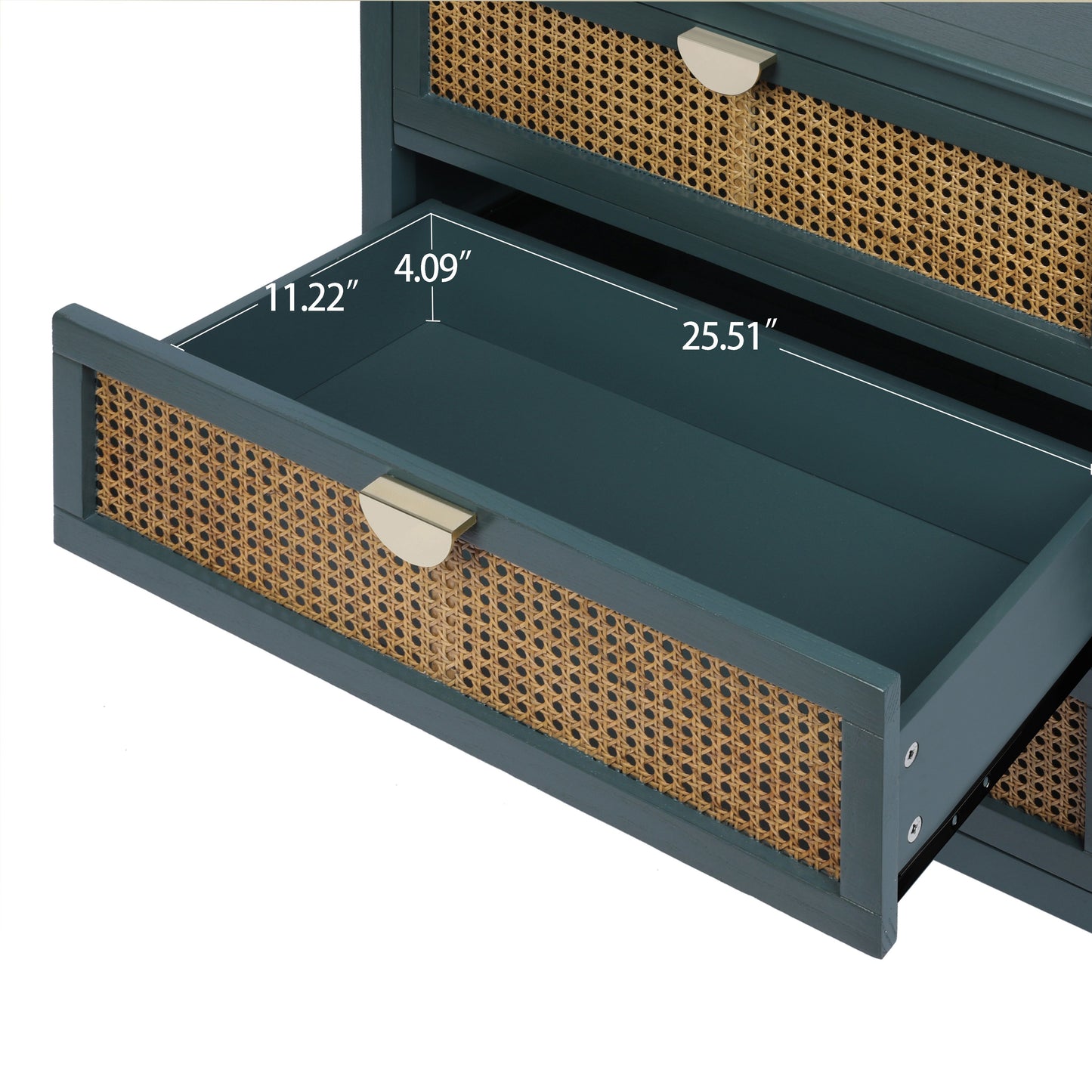 3 Drawer Cabinet - Natural Rattan, Suitable For Bedroom - Green