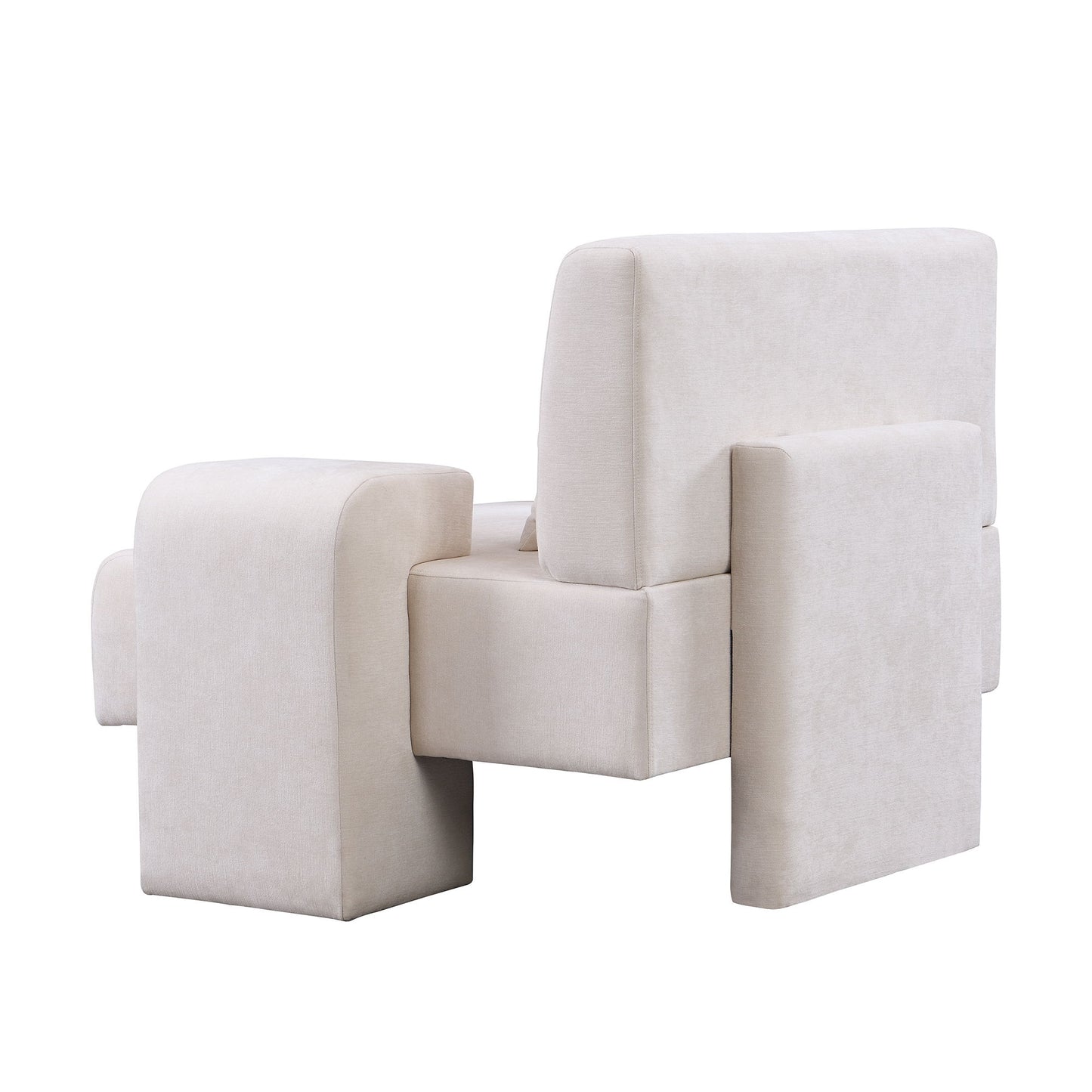 Modern Oversized Armchair, Wide Mid-Century Chair With Pillow Upholstered, Sturdy Wood Frame & Soft Cushion For Living Room - Beige