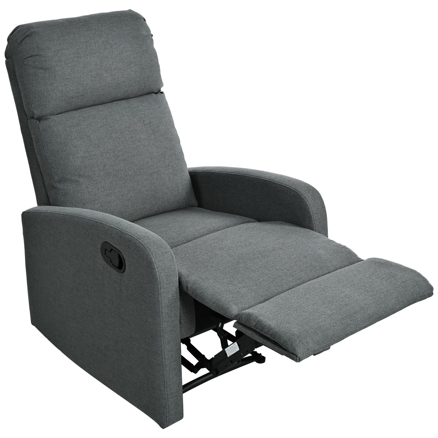 Modern Manual Recliner, Home Theater Chair With Adjustable Backrest For Living Room - Charcoal