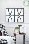 Rectangular Wooden Wall Mirror With Antique Frame, Vertical Or Horizontal Home Decor For Living Room (Set of 2) - Black