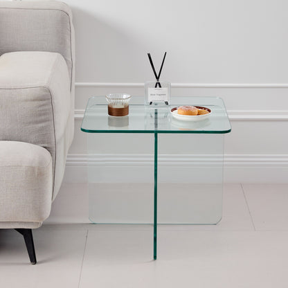 Modern Tempered Clear Glass Sidetable Small Tea Stand - Transparent Glass