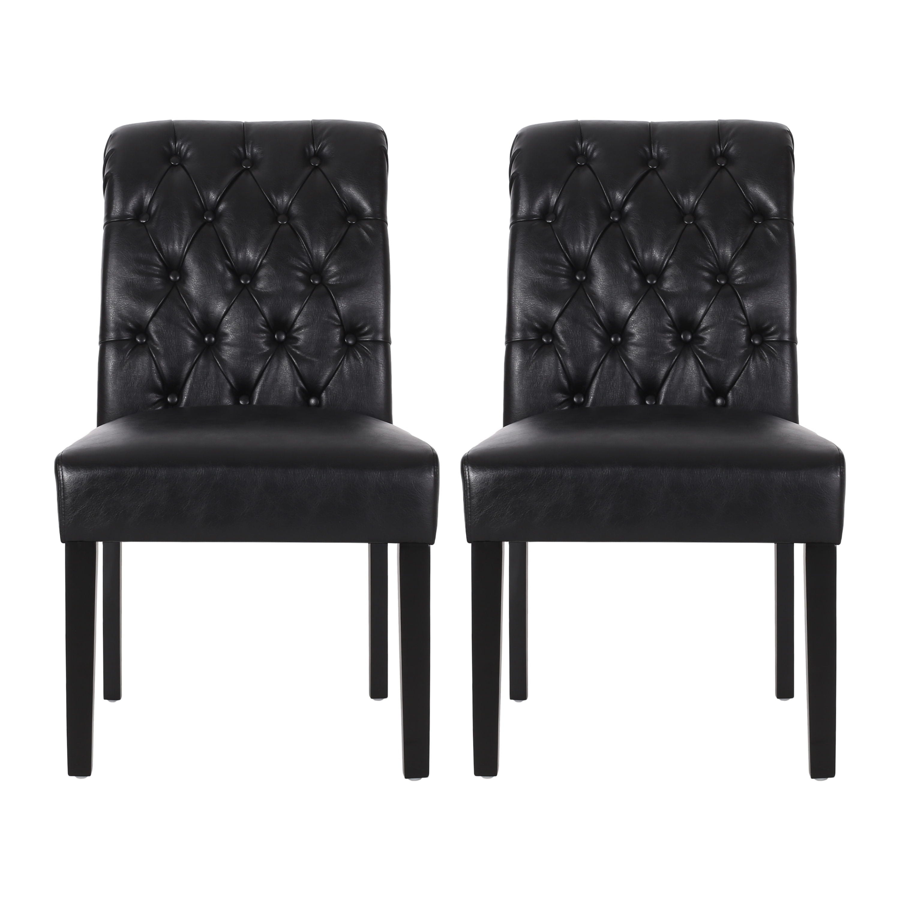 Broxton - Tuft Dining Rolltop Chair (Set of 2) With Button Tufted Upholstery - Black