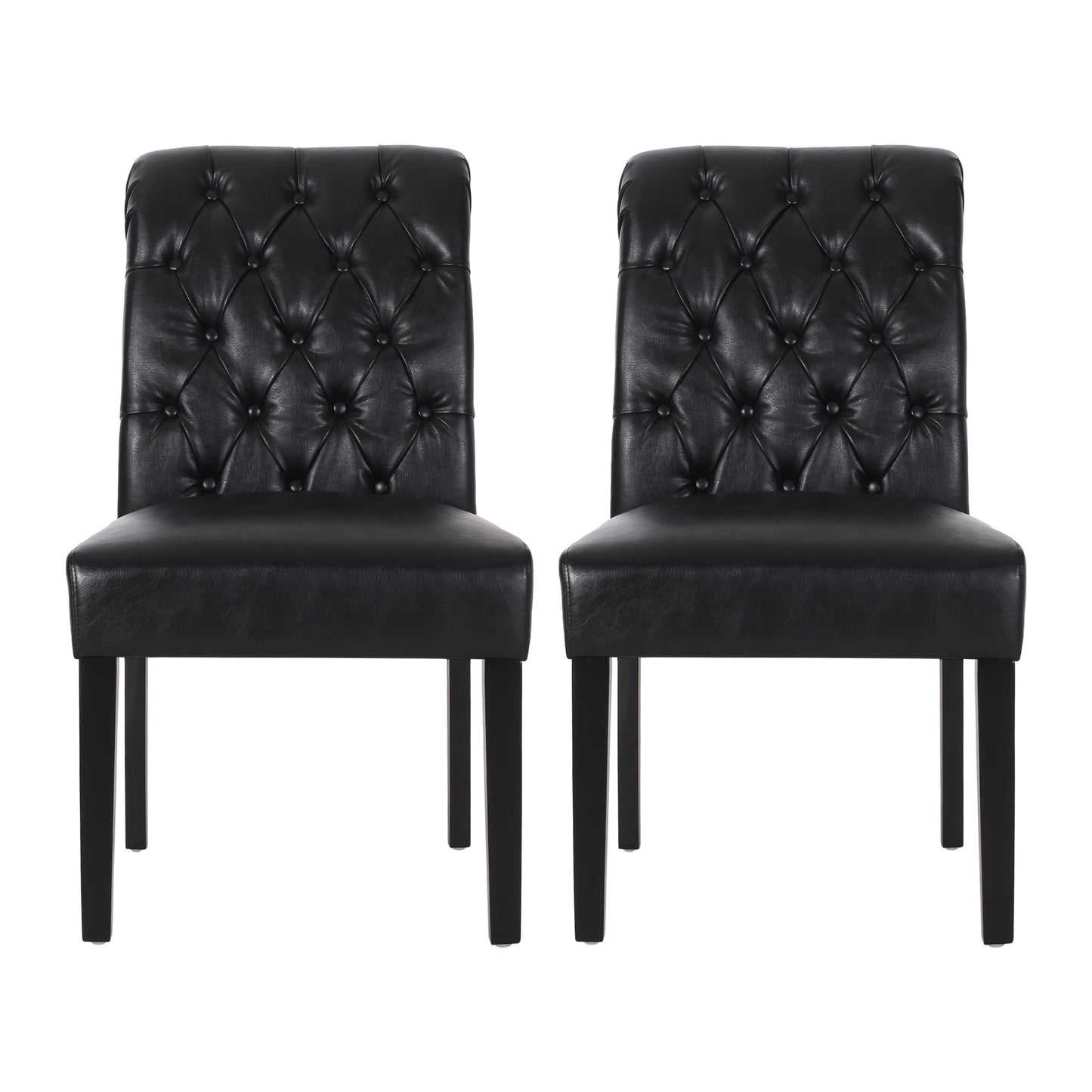 Broxton - Tuft Dining Rolltop Chair (Set of 2) With Button Tufted Upholstery - Black