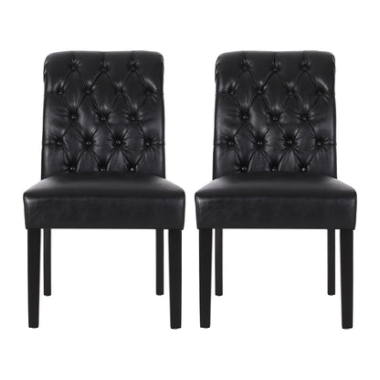 Broxton - Tuft Dining Rolltop Chair (Set of 2) With Button Tufted Upholstery - Black