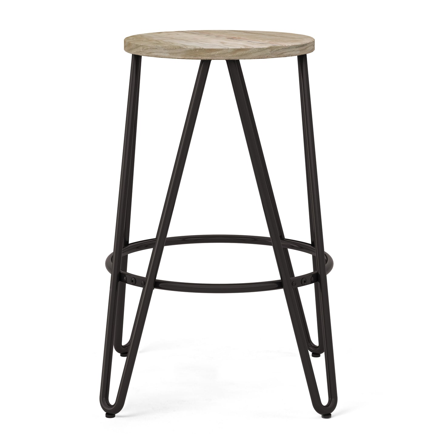 Simeon - Metal Counter Height Stool With Wood Seat - Natural / Black