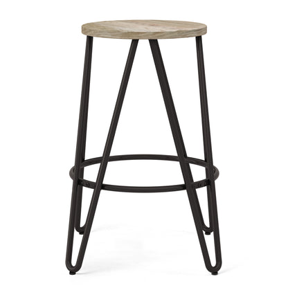 Simeon - Metal Counter Height Stool With Wood Seat - Natural / Black