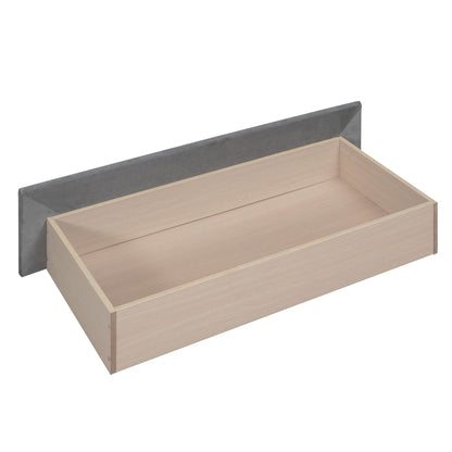 Twin Size Upholstered Daybed & Drawers, Slat Support - Gray