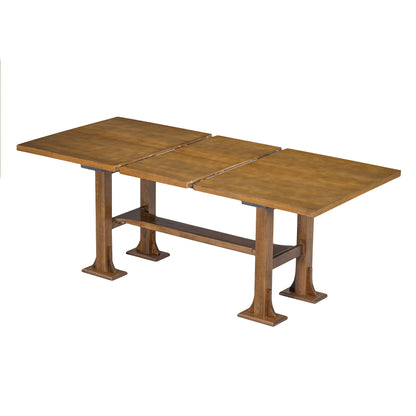 Topmax - 6 Piece Farmhouse Extendable Dining Table Set Trestle Kitchen Table Set With Removable Leaf And Upholstered Dining Chair And Bench For Dining Room - Dark Brown