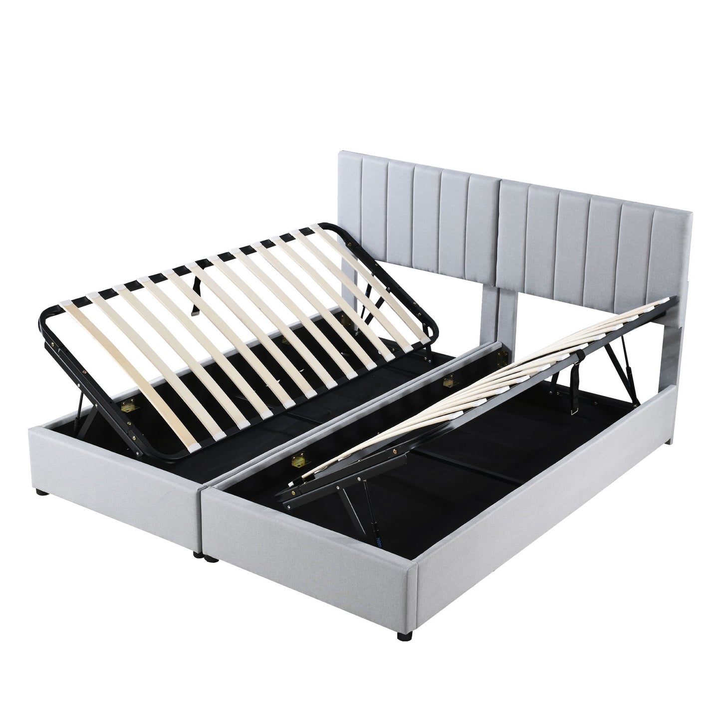 King Size Upholstered Platform Bed With A Hydraulic Storage System - Gray