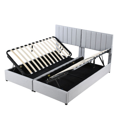 King Size Upholstered Platform Bed With A Hydraulic Storage System - Gray