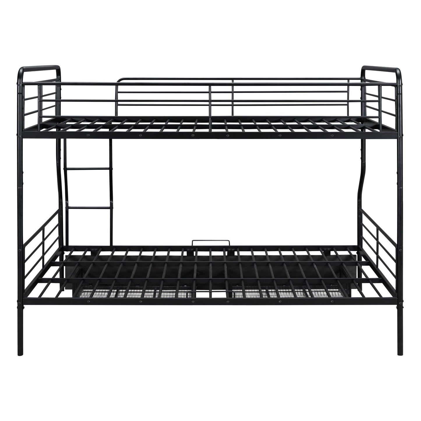Full Long Over Queen Bunk Bed With 2 Drawers - Black