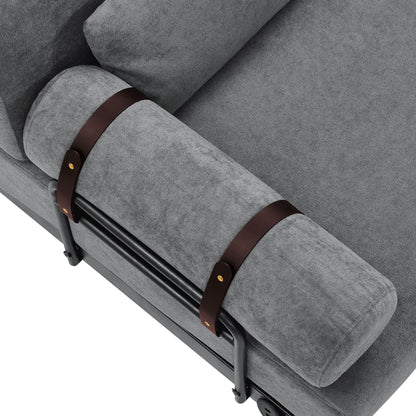 Modern Loveseat Sofa 59" Sofa Couch 2 Seater With USB Ports, Unique Cylindrical Armrests - Gray