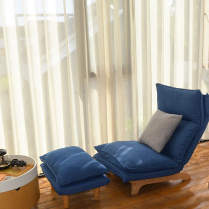 Single Lazy Sofa Chair Leisure Foldable Reclining Chair - Blue