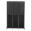 Rustic 3 Panel Room Divider 6Ft Wood Folding Privacy Screen With Metal Frame And Louver Design - Black