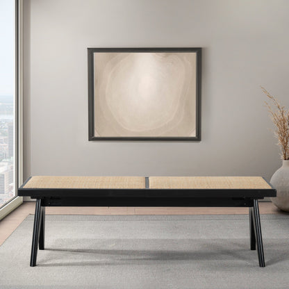 Keira - Bench - Black / Rattan