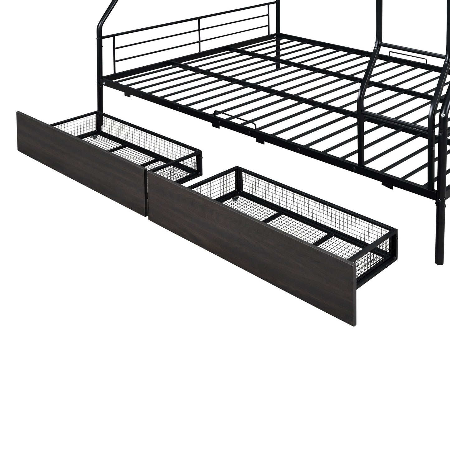 Full Long Over Queen Bunk Bed With 2 Drawers - Black