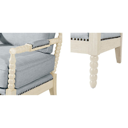 Arm Chair With Open Back Spindle Design - Ivory / Gray