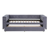 Twin Upholstered Bed With Storage And Twin Trundle, USB Charging Ports - Gray